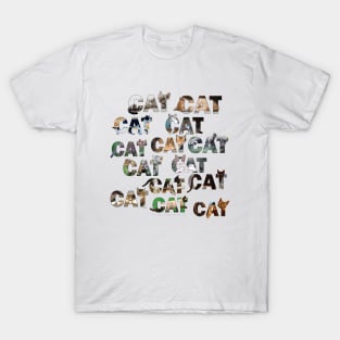 CATS CATS CATS - mixed cat breed oil painting word art T-Shirt